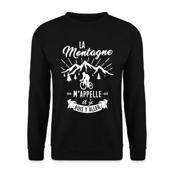 T-shirt Vélo - La Montagne m'appelle - Sweat-shirt Unisexe - noir - Devant - Alina (178cm) & Michal (187cm)