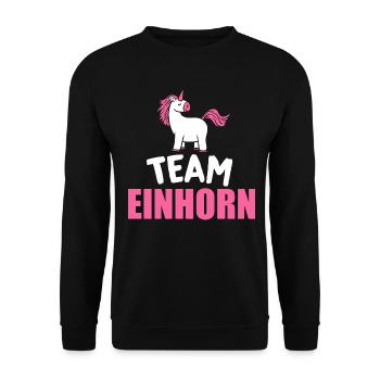 Team Einhorn JGA Junggessellenabschied - Unisex Pullover - Schwarz - Vorne - Alina (178cm) & Michal (187cm)