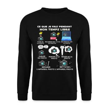 Métier photographe photographie - Sweat-shirt Unisexe - noir - Devant - Alina (178cm) & Michal (187cm)