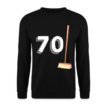 70 Besen Geschenk Humor Original Geburtstag - Unisex Pullover - Schwarz - Vorne - Alina (178cm) & Michal (187cm)