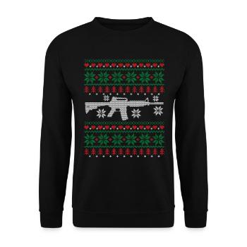 Waffen Hässliche Weihnachten - Unisex Pullover - Schwarz - Vorne - Alina (178cm) & Michal (187cm)