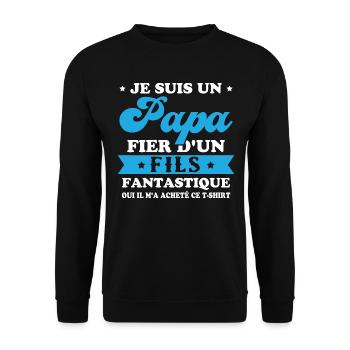 Je suis un papa fier d'un fils, Cadeau papa - Sweat-shirt Unisexe - noir - Devant - Alina (178cm) & Michal (187cm)