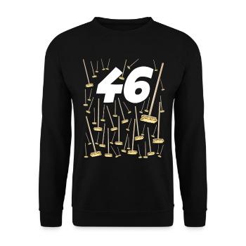46 Birthday Brooms 46 years Man or Woman - Unisex Sweatshirt - black - Front - Alina (178cm) & Michal (187cm)