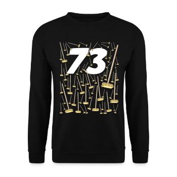 73 Besen Geburtstagsmann oder -frau 73 Jahre - Unisex Pullover - Schwarz - Vorne - Alina (178cm) & Michal (187cm)