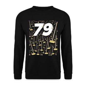 79 Besen Geburtstag 79 Jahre Opa Geschenk - Unisex Pullover - Schwarz - Vorne - Alina (178cm) & Michal (187cm)