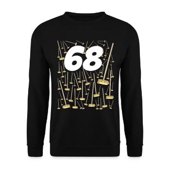 68 brooms Birthday 68 years Humor Man Woman - Unisex Sweatshirt - black - Front - Alina (178cm) & Michal (187cm)