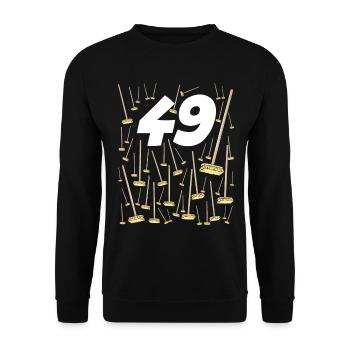 49 Brooms Birthday Gift Idea Man Woman - Unisex Sweatshirt - black - Front - Alina (178cm) & Michal (187cm)