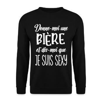 Donne-moi une bière - Sweat-shirt Unisexe - noir - Devant - Alina (178cm) & Michal (187cm)