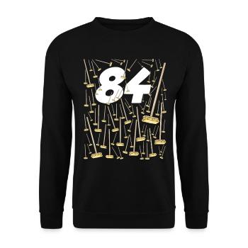 84 Balais Anniversaire Marrant Papy Et Mamie - Sweat-shirt Unisexe - noir - Devant - Alina (178cm) & Michal (187cm)