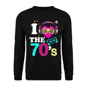 Vintage 70s cassette and retro music - Unisex Sweatshirt - black - Front - Alina (178cm) & Michal (187cm)