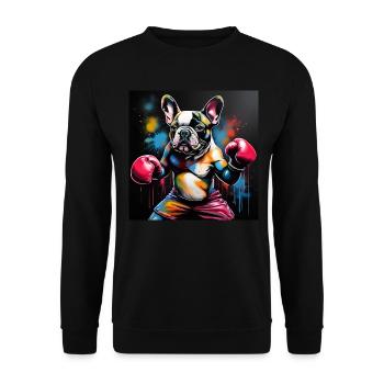 French Bulldog as a Boxer in a Boxing Stance - Unisex Sweatshirt - black - Front - Alina (178cm) & Michal (187cm)