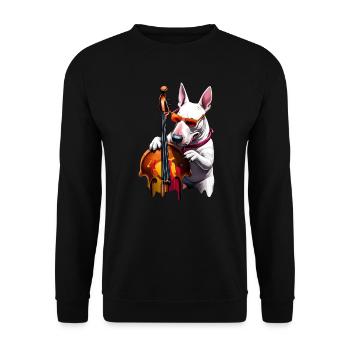 English Bull Terrier Double Bass Player - Unisex Sweatshirt - black - Front - Alina (178cm) & Michal (187cm)
