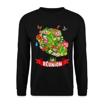 La Réunion Paradis Des Fleurs - Sweat-shirt Unisexe - noir - Devant - Alina (178cm) & Michal (187cm)