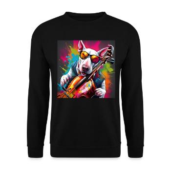 Cool English Bull Terrier Bass Player - Unisex Sweatshirt - black - Front - Alina (178cm) & Michal (187cm)
