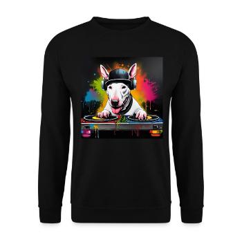 English Bullterrier DJ Mixing Decks - Unisex Pullover - Schwarz - Vorne - Alina (178cm) & Michal (187cm)