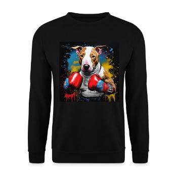 English Bull Terrier Boxing Portrait - Unisex Sweatshirt - black - Front - Alina (178cm) & Michal (187cm)