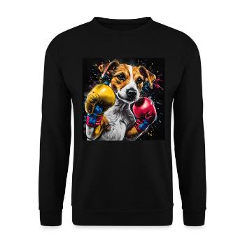 Jack Russell Terrier Boxing Portrait - Unisex Sweatshirt - black - Front - Alina (178cm) & Michal (187cm)