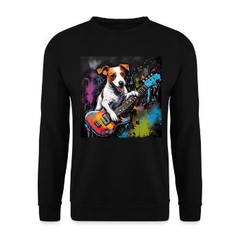 Jack Russell Terrier Guitarist Portrait - Unisex Sweatshirt - black - Front - Alina (178cm) & Michal (187cm)