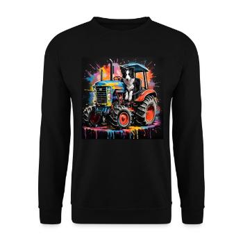 Border Collie Sheepdog on a Tractor - Unisex Sweatshirt - black - Front - Alina (178cm) & Michal (187cm)