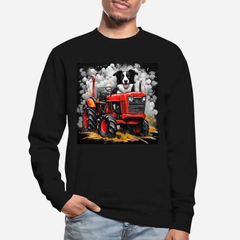 Border Collie Schäferhund auf einem Oldtimer-Traktor Unisex Pullover