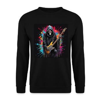 The Grim Reaper Death Guitarist Splash Art - Unisex Sweatshirt - black - Front - Alina (178cm) & Michal (187cm)