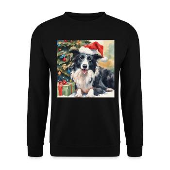 Border Collie Sheepdog Christmas Tree - Unisex Sweatshirt - black - Front - Alina (178cm) & Michal (187cm)