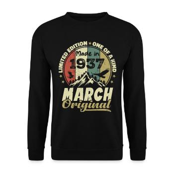 March 1937 Birthday Gift Limited Edition - Unisex Sweatshirt - black - Front - Alina (178cm) & Michal (187cm)