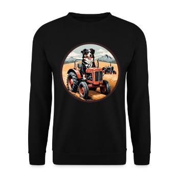 Australian Shepherd Dog Driving a Vintage Tractor - Unisex Sweatshirt - black - Front - Alina (178cm) & Michal (187cm)