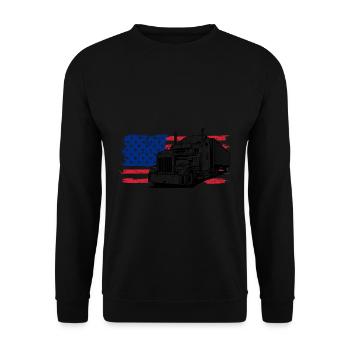 Trucker American Flag Trucks - Truck Driver Trucke - Unisex Pullover - Schwarz - Vorne - Alina (178cm) & Michal (187cm)