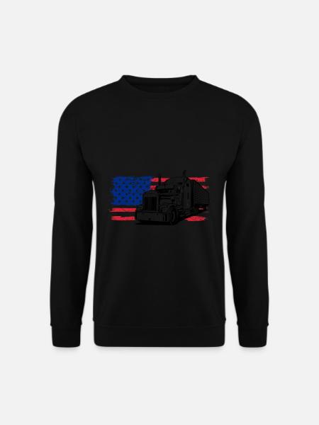 Trucker American Flag Trucks - Truck Driver Trucke - Unisex Pullover - Schwarz