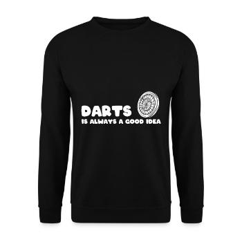 Lustiger Dartspieler Dartmeister - Unisex Pullover - Schwarz - Vorne - Alina (178cm) & Michal (187cm)