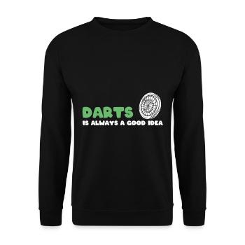 Lustiger Dartspieler Dartmeister - Unisex Pullover - Schwarz - Vorne - Alina (178cm) & Michal (187cm)