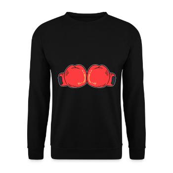 Cartoon -Boxhandschuhe Sparringspartner - Unisex Pullover - Schwarz - Vorne - Alina (178cm) & Michal (187cm)