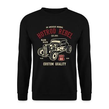 HOTROD REBEL - Hotrod Shirt Design - Sweat-shirt Unisexe - noir - Devant - Alina (178cm) & Michal (187cm)
