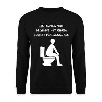 Klo, kacken, Morgenschiss, scheißen, WC, Stuhlgang - Unisex Pullover - Schwarz - Vorne - Alina (178cm) & Michal (187cm)