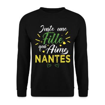 une fille aime nantes foot nantaise ville - Sweat-shirt Unisexe - noir - Devant - Alina (178cm) & Michal (187cm)