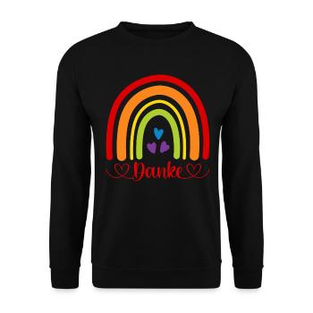 Danke Kita Abschied Kindergarten Boho Regenbogen - Unisex Pullover - Schwarz - Vorne - Alina (178cm) & Michal (187cm)