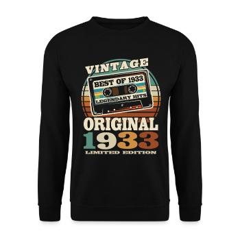 90 Jahre alt - Geburtstag 1933 - 1933 geboren - Unisex Pullover - Schwarz - Vorne - Alina (178cm) & Michal (187cm)