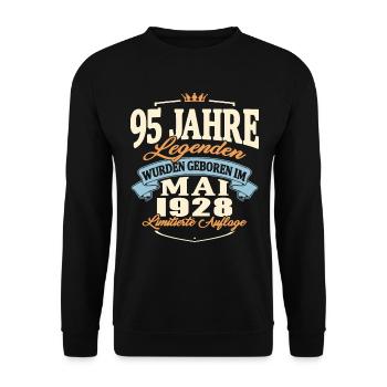 Geburtstag Mai 1928 Mai 1928 geboren 95 Jahre alt - Unisex Pullover - Schwarz - Vorne - Alina (178cm) & Michal (187cm)