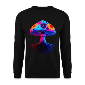 Psychedelischer Pilz - Unisex Pullover - Schwarz - Vorne - Alina (178cm) & Michal (187cm)