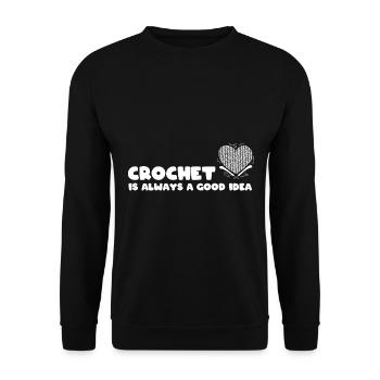 Häkel- und Garnliebhaber Näherin - Unisex Pullover - Schwarz - Vorne - Alina (178cm) & Michal (187cm)