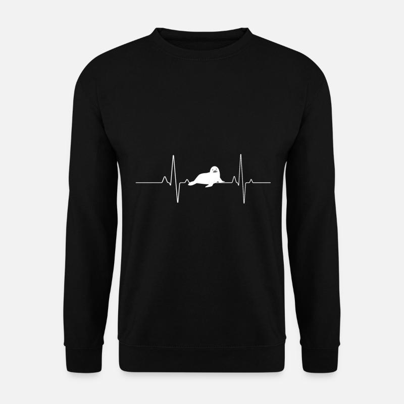Herzschlag Robbe süßer Seehund - Unisex Pullover - Schwarz