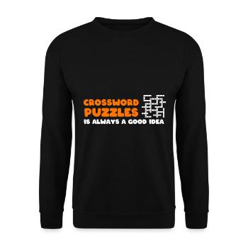 Lustige Kreuzworträtsel Puzzle -Buch -Enthusiast - Unisex Pullover - Schwarz - Vorne - Alina (178cm) & Michal (187cm)