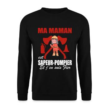 Pompier Shirt • Sapeur-Pompier • Maman Shirt - Sweat-shirt Unisexe - noir - Devant - Alina (178cm) & Michal (187cm)