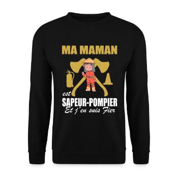Pompier Shirt • Sapeur-Pompier • Maman Shirt - Sweat-shirt Unisexe - noir - Devant - Alina (178cm) & Michal (187cm)