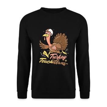 Dindon Thanksgiving Football Turkey Touchdowns - Sweat-shirt Unisexe - noir - Devant - Alina (178cm) & Michal (187cm)