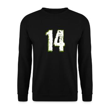 14, vierzehn, 14 Geburtstag, 14 Jahre, Nummer 14 - Unisex Pullover - Schwarz - Vorne - Alina (178cm) & Michal (187cm)