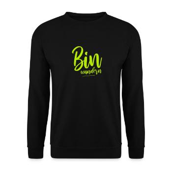 Bin wandern Wanderer Berge - Unisex Pullover - Schwarz - Vorne - Alina (178cm) & Michal (187cm)