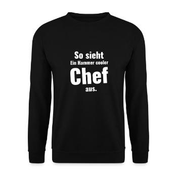 Lustige Chef Sprüche Cooler Cheffe - Unisex Pullover - Schwarz - Vorne - Alina (178cm) & Michal (187cm)
