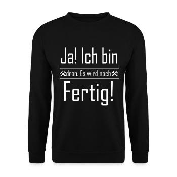 Handwerker bin fertig lustig - Unisex Pullover - Schwarz - Vorne - Alina (178cm) & Michal (187cm)